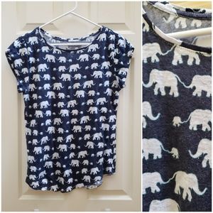 LOFT elephant print linen tee